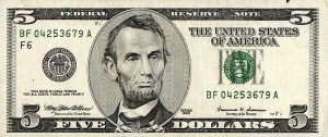 abraham lincoln 5 dollar bill